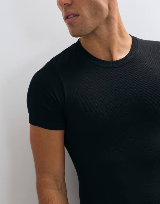 4505 seamless rib muscle fit training t-shirt in black, 2 of 5