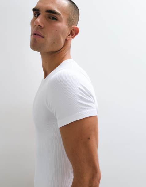 4505 seamless rib muscle fit training t-shirt in white - view 1