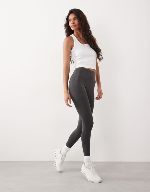 4505 seamless rib scoop neck henley singlet with racer back in white, 3 of 4