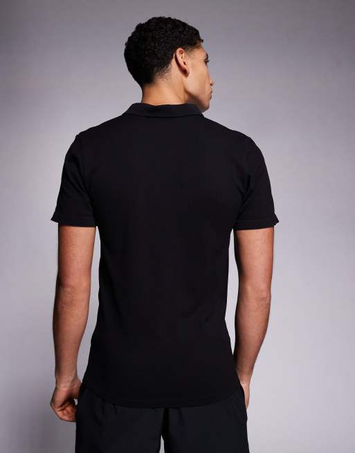 4505 seamless rib slim fit polo shirt in black, 3 of 5