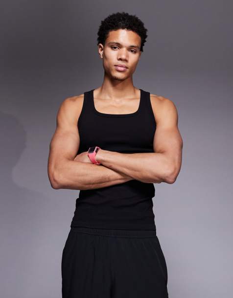 4505 seamless ribbed slim fit square neck tank top in black - view 1