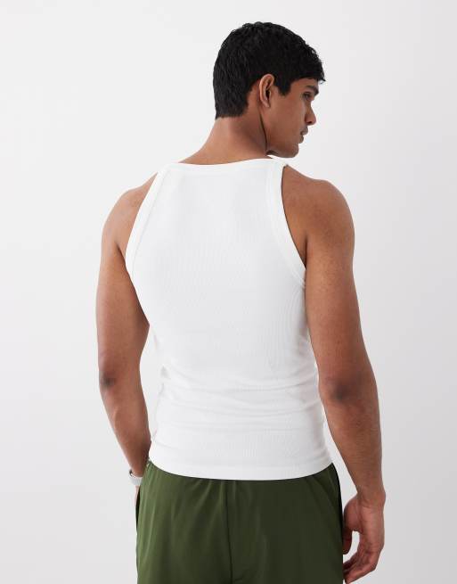 4505 seamless ribbed square neck muscle singlet in white, 5 of 5