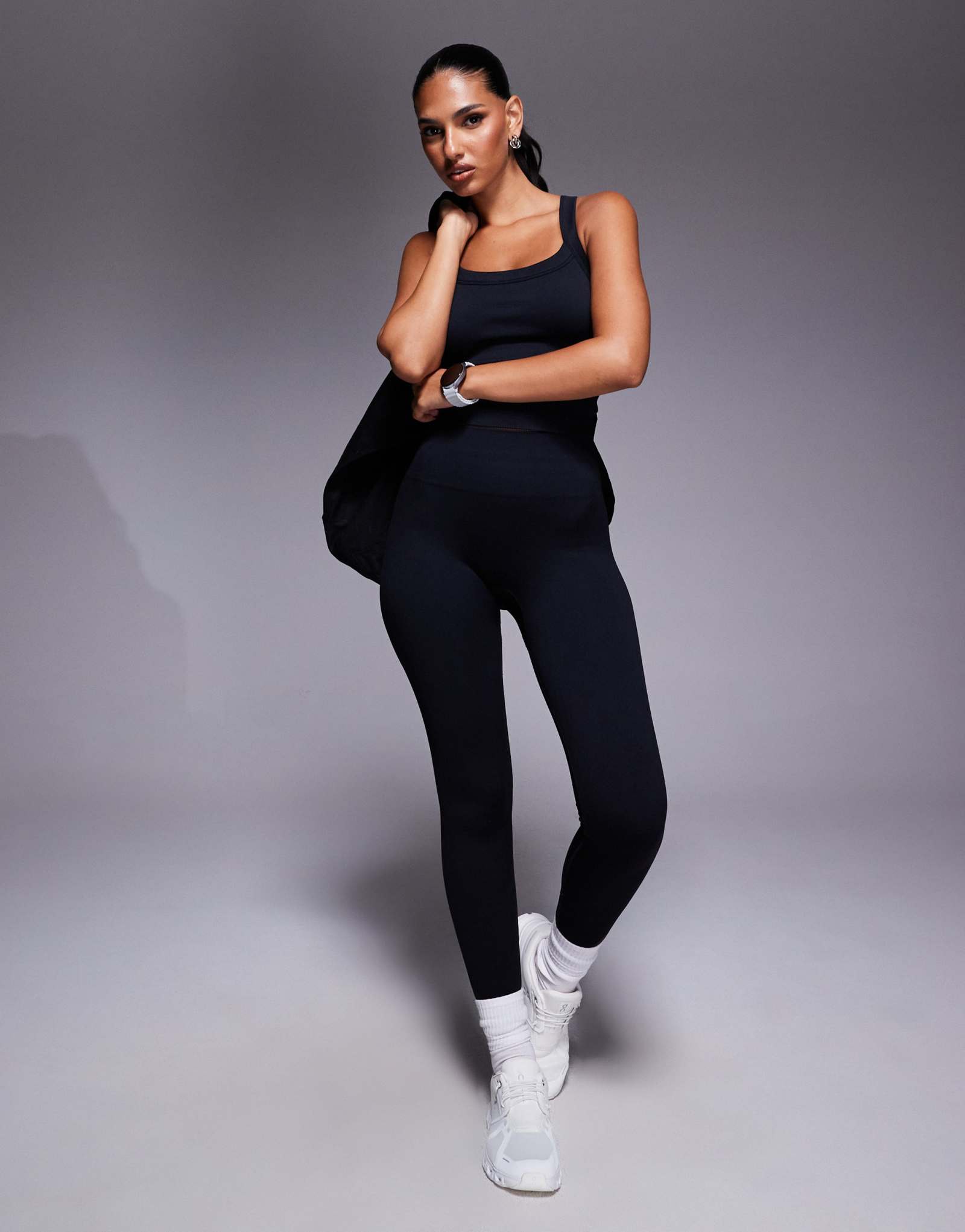 4505 бесшовные облегающие спортивные леггинсы с высокой талией черного цвета