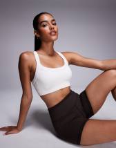 4505 Icon soft touch racer back tank top with inner bra and removable padding in black
