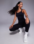 [ASOS] 4505 seamless sculpting singlet with inner bra and adjustable straps in black L Black