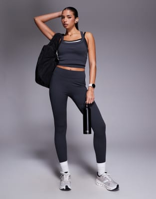 4505 Seamless Sculpting Tank Top With Inner Bra And Adjustable Straps In Gray