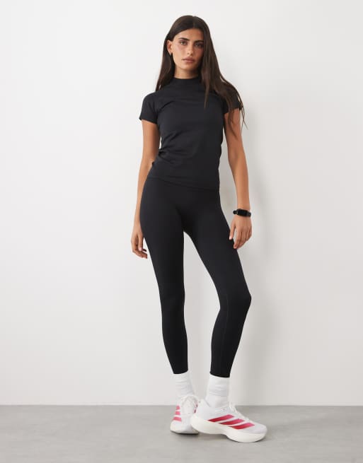 4505 seamless slim fit short sleeve training top with raglan sleeves in black, 2 of 4