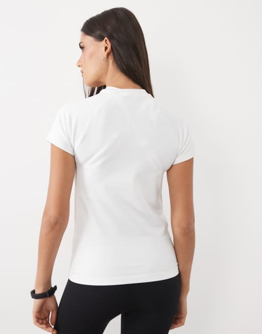 4505 seamless slim fit short sleeve training top with raglan sleeves in white, 4 of 4