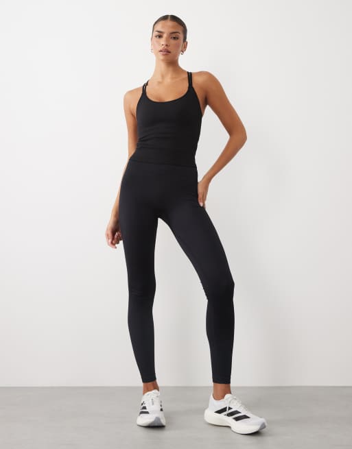 4505 seamless vest with inner bra and double adjustable straps in black, 2 of 4