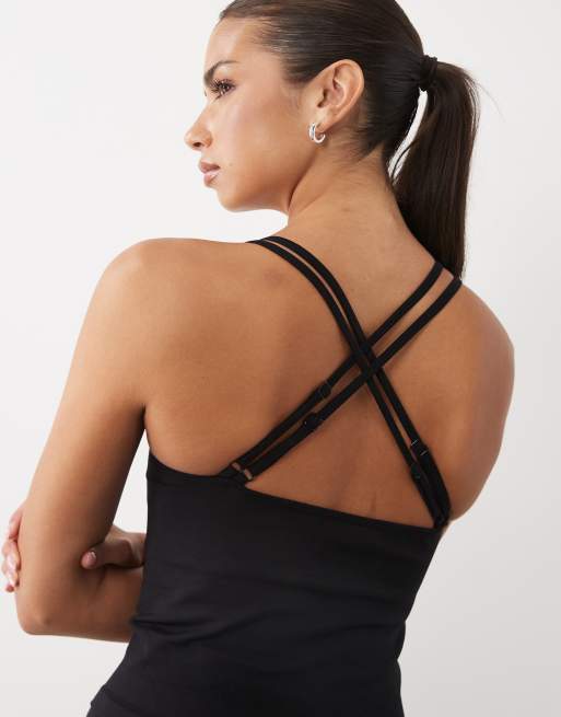4505 seamless vest with inner bra and double adjustable straps in black, 3 of 4