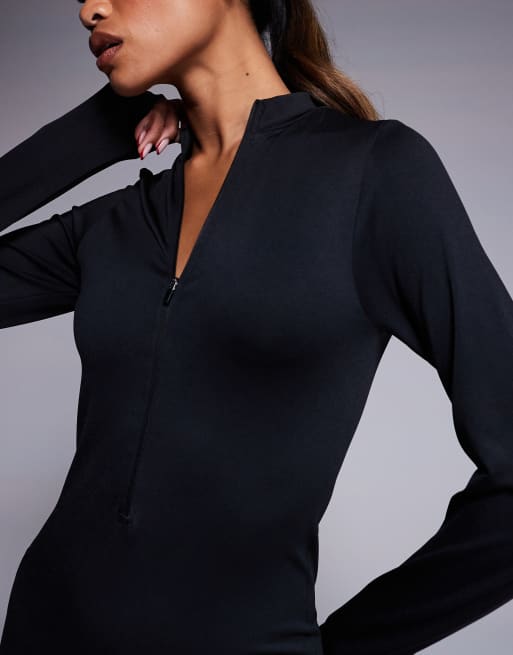 4505 seamless zip front all-in-one in black 