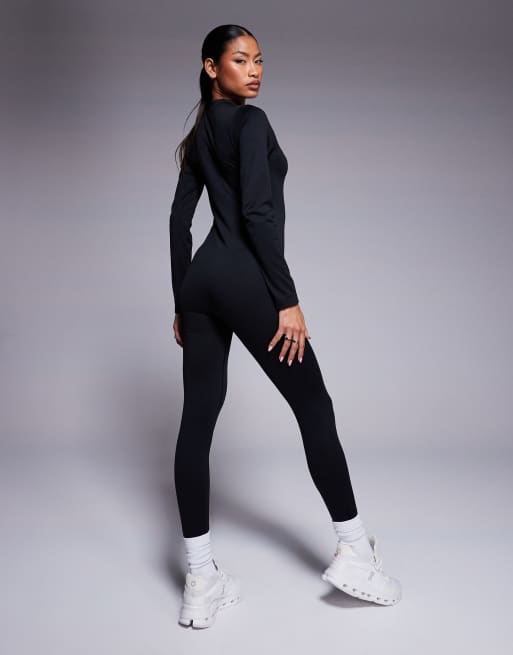 4505 seamless zip front all-in-one in black 