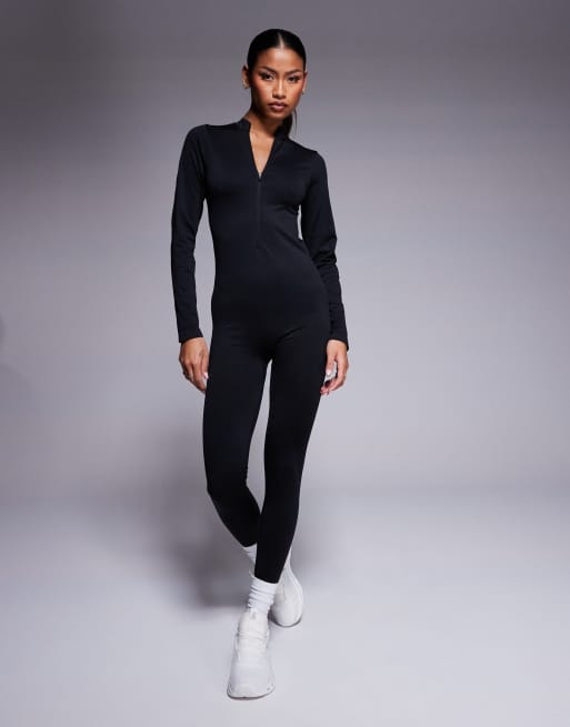 4505 seamless zip front all-in-one in black 