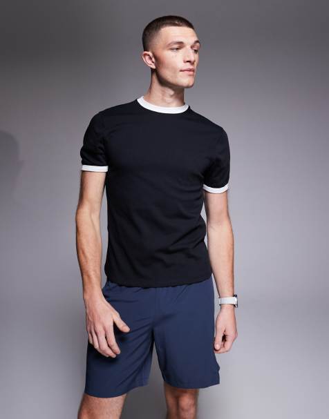 4505 – Sehr eng geschnittenes Ringer-T-Shirt aus Baumwolle in Schwarz mit schnelltrocknendem Finish - view 1
