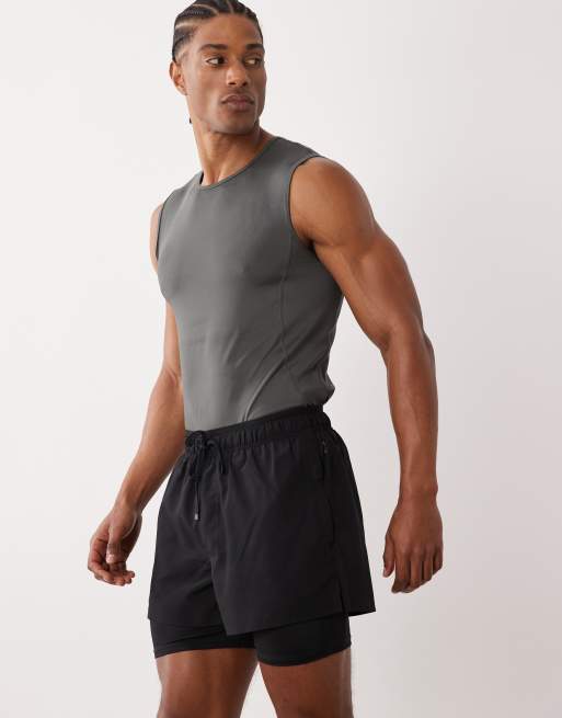 4505 - Short de course tissé 2-en-1 à séchage rapide avec poches zippées - Noir, 3 de 5