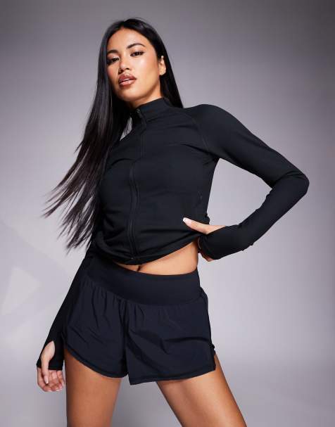 4505 - Short de running 2-en-1 à taille haute en jersey avec poche pour téléphone - Noir - view 1