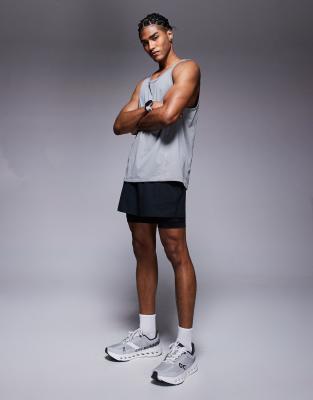 4505 - Short de running 2-en-1 en nylon ripstop avec poche zippée - Noir