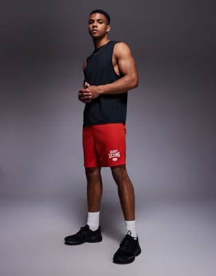 4505 - Short de sport en mesh à motif Heavy Lifting - Rouge