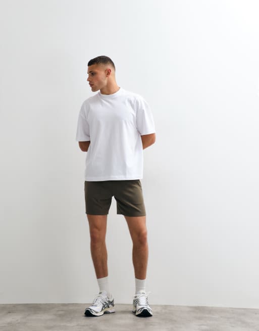 4505 short d'entraînement ultra doux en mélange modal avec poches zippées, olive, 5 de 5