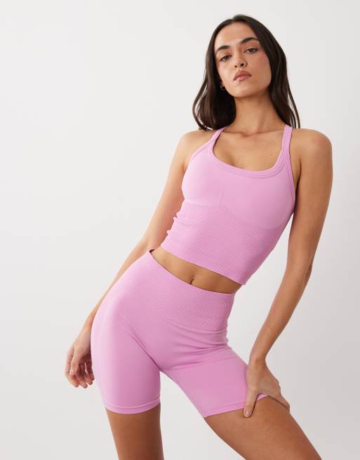 4505 - Short moulant 8 cm sans coutures effet sculptant à taille haute - Rose bonbon, 3 de 5