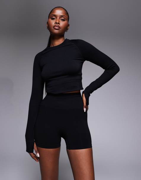 4505 - Short moulant sculptant sans coutures à taille haute - Noir - view 1