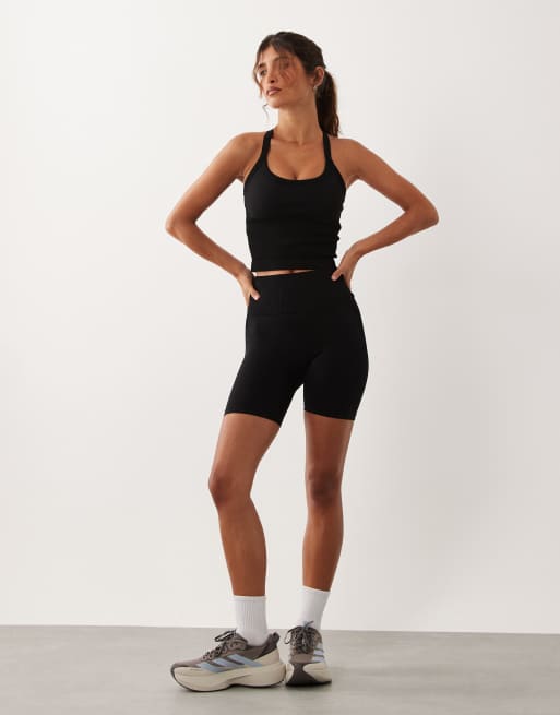 4505 - Shorts a vita alta modellanti senza cuciture da 8 cm neri, 2 di 5