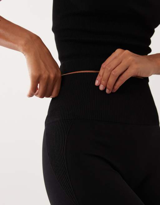 4505 - Shorts a vita alta modellanti senza cuciture da 8 cm neri, 5 di 5