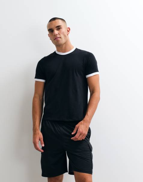 4505 shrunken muscle fit cotton baby ringer tee with quick dry finish in black - view 1