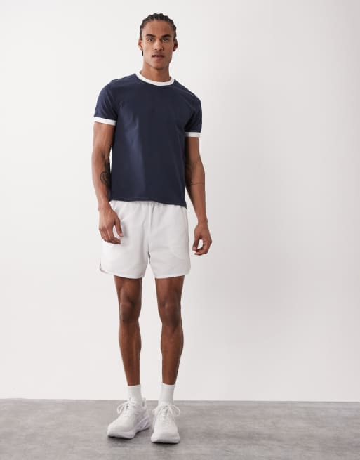 4505 shrunken muscle fit cotton baby ringer tee with quick dry finish in navy , 2 of 5