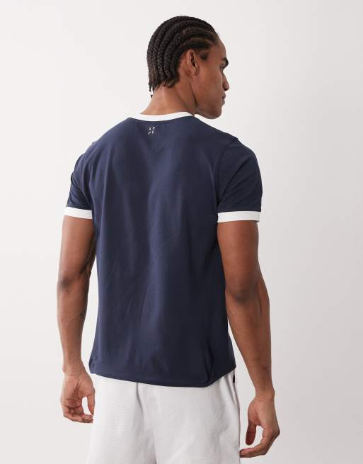 4505 shrunken muscle fit cotton baby ringer tee with quick dry finish in navy , 5 of 5