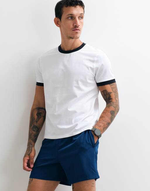 4505 shrunken muscle fit cotton baby ringer tee with quick dry finish in white, 5 of 5