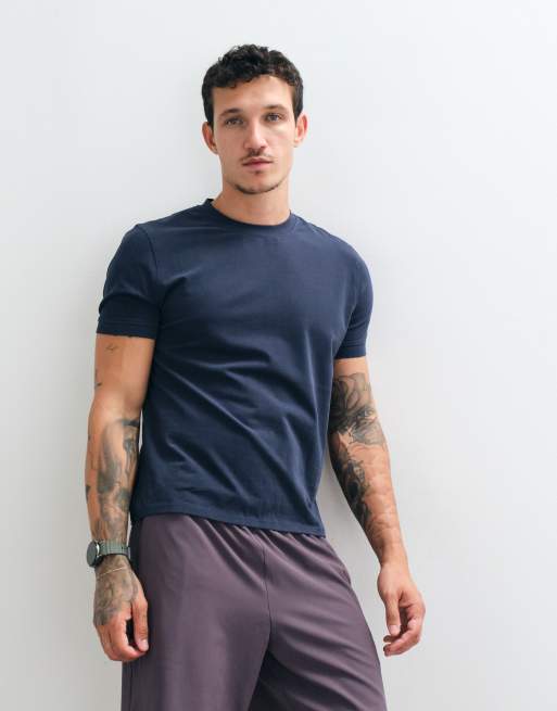4505 shrunken muscle fit cotton baby tee with quick dry finish in navy, 5 of 5