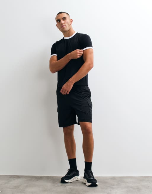 4505 shrunken muscle fit cotton ringer baby tee with quick dry finish in black, 2 of 5