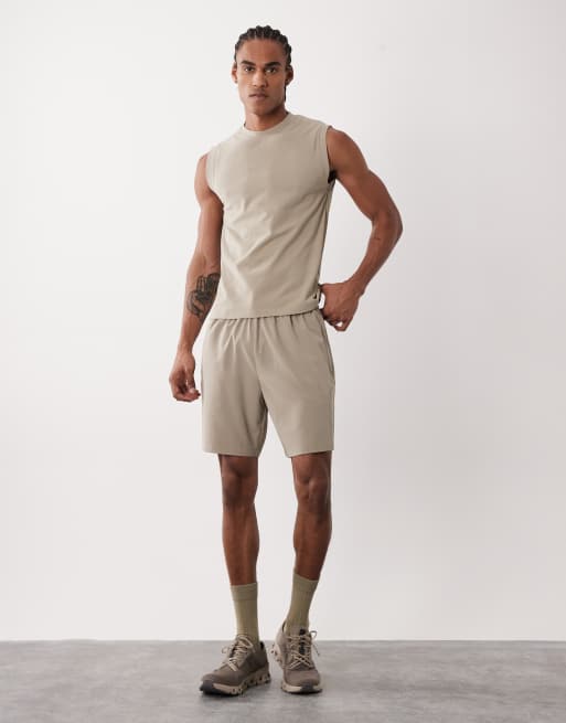 4505 shrunken muscle fit cotton tank top with quick dry finish in greige, 2 of 5