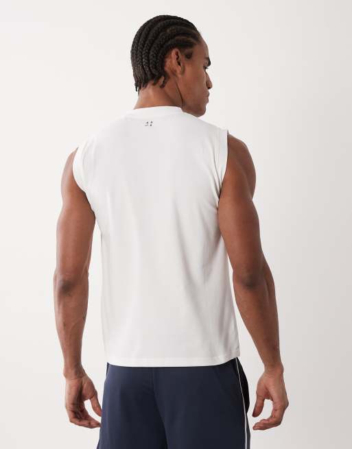 4505 shrunken muscle fit cotton tank with quick dry finish in white, 5 of 5