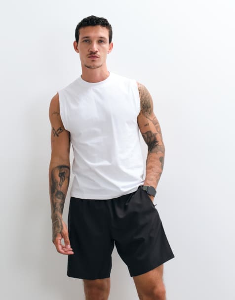 4505 shrunken muscle fit cotton tank with quick dry finish in white - view 1