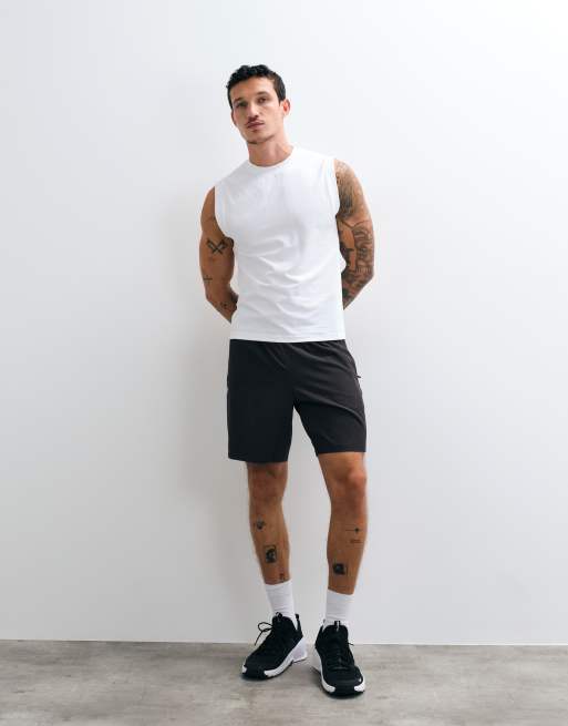 4505 shrunken muscle fit cotton tank with quick dry finish in white, 5 of 5