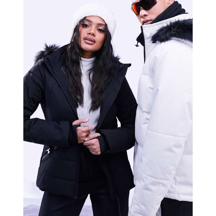 4505 ski belted jacket with faux fur hood ASOS