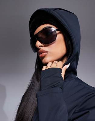 ASOS 4505 belted ski suit with skinny leg and hood in black