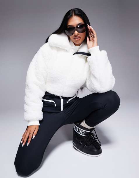 4505 - Ski - Combinaison avec empiècements en fausse fourrure et jambes skinny - Noir et blanc - view 1