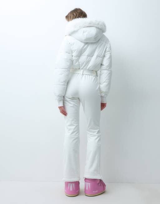 4505 Ski combinaison de ski softshell déperlante avec taille cintrée et capuche en blanc, 3 de 4