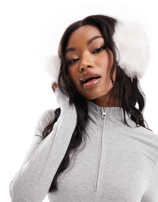 4505 Ski faux fur ear muffs in white 