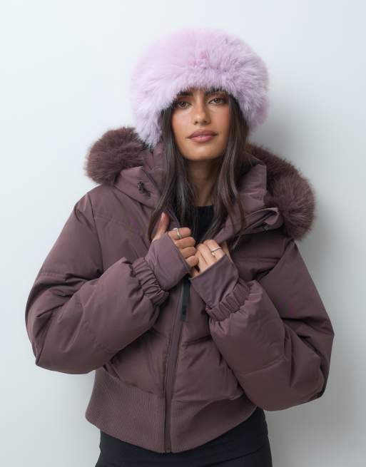 4505 ski faux-fur haarband in bubblegum, 4 van 5