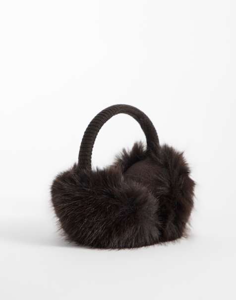 4505 Ski faux-fur verstelbare oorwarmers in donkerbruin - view 1