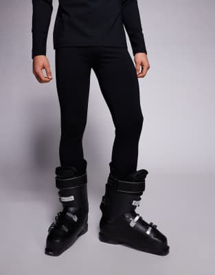 Asos 4505 Ski & Snow 4505 Ski Fleece Back Base Layer Leggings With Thermal Treatment In Black