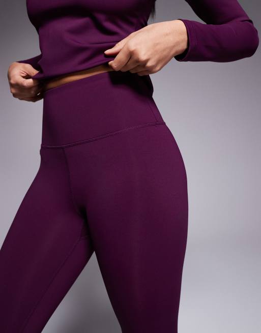 4505 Ski fleece back base layer leggings with thermal treatment in plum, 4 of 5