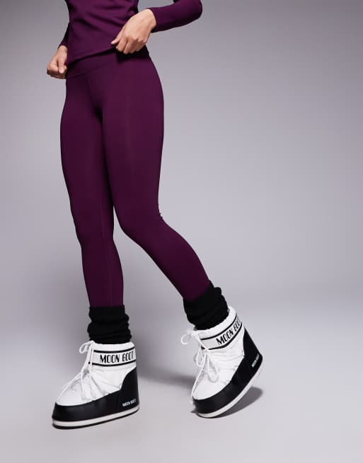 4505 Ski fleece back base layer leggings with thermal treatment in plum, 5 of 5