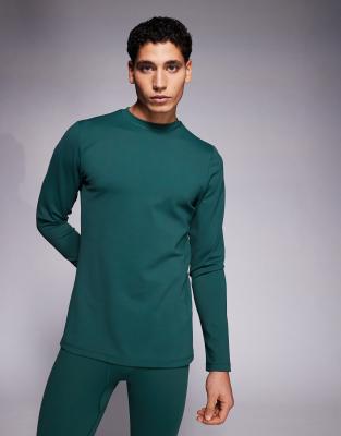 Asos 4505 Ski & Snow Asos 4505 Ski Thermal Fleece Backing Long Sleeve Base Layer T-shirt With Sweat Wicking In Green