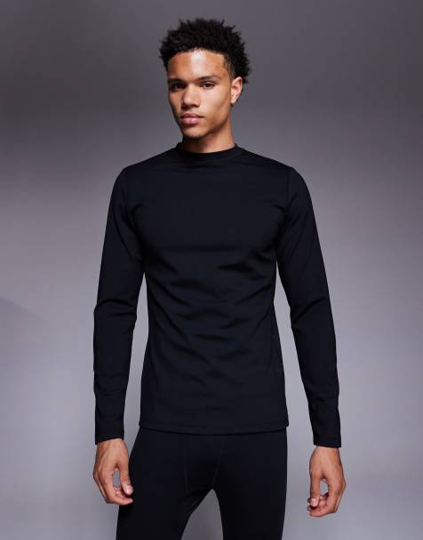 4505 Ski fleece back base layer long sleeve with thermal treatment in black - view 1