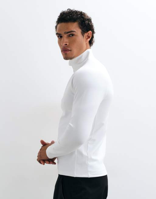 4505 Ski fleece base layer met lange mouwen en 1/4-rits in wit, 3 van 5